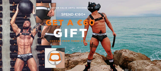 Get one of three rubber look briefs styles for free with your order!