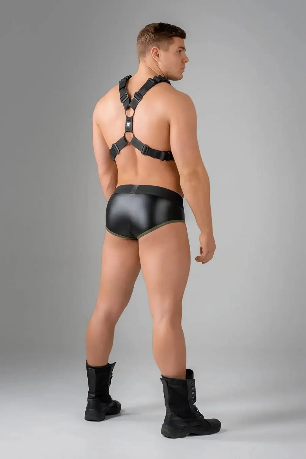 Maskulo Enforce black waist-high briefs with codpiece for bodybuilding and upscale millenials