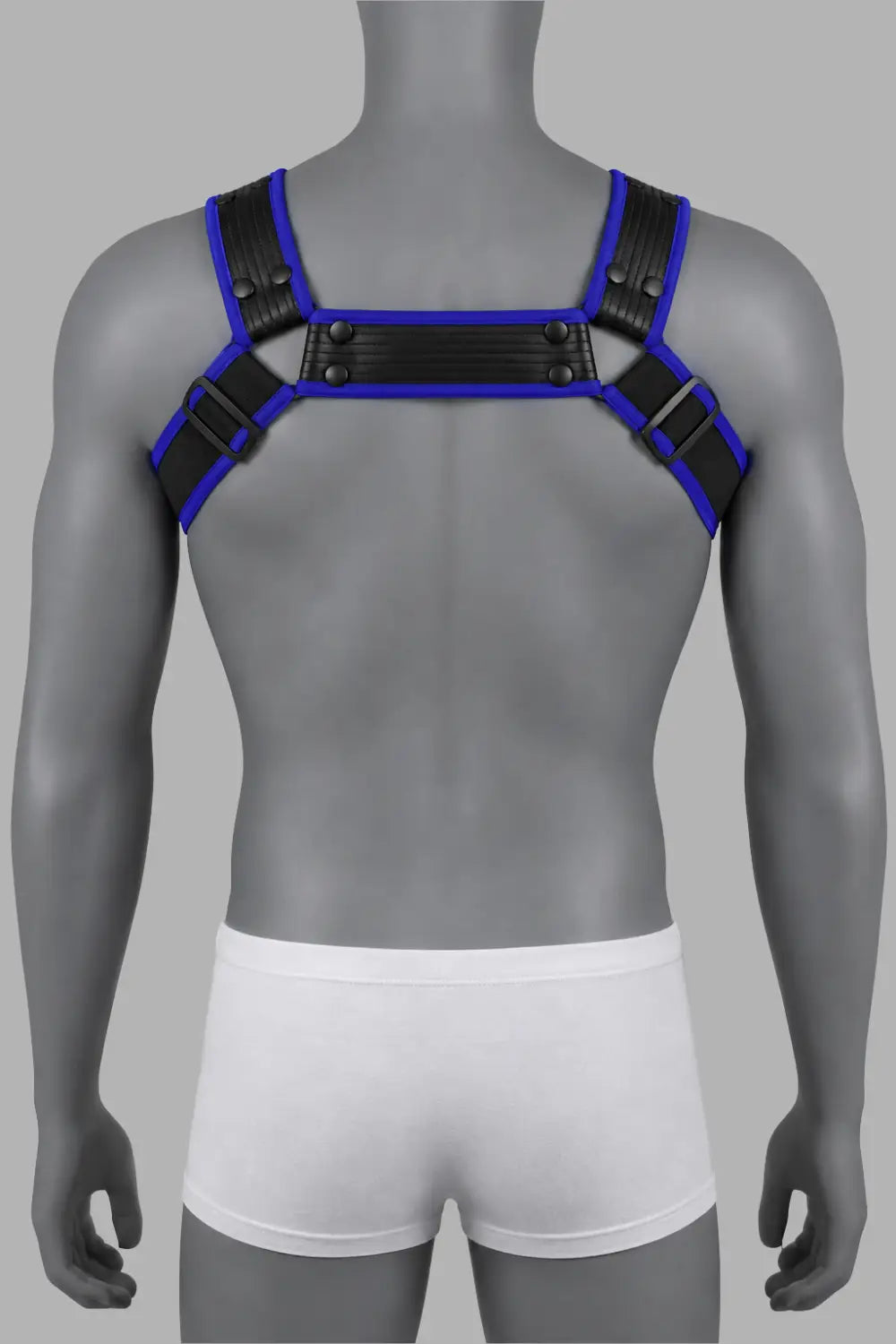 Outtox. Bodyharnas met drukknopen. Blauw