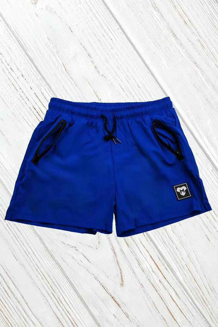 Maskulo Jedd Synther soft shorts in Blue Royal. Nylon-polyester, smooth inside/outside, 2 zip-pockets, silky mesh lining, MSH272.