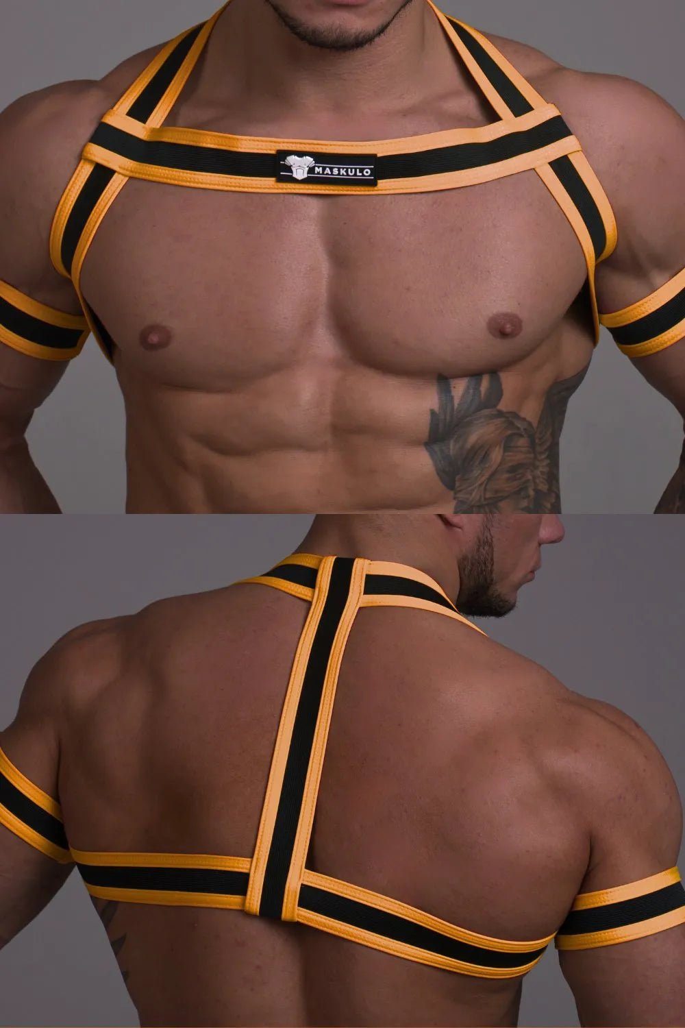 Youngero. Bulldog Elastic Harness. Orange Neon - Maskulo - MHR143-Y1 - Maskulo EU Global Online Store