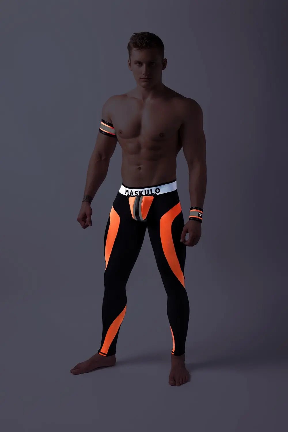 Youngero. Leggings, regular rear. Codpiece. Orange Neon - Maskulo - MLG148-Y1 - Maskulo EU Global Online Store