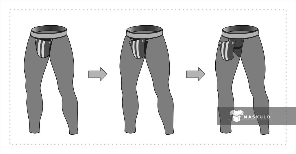 Armored. Männer-Fetisch Leggings. Codpiece. Reißverschluss Hinten