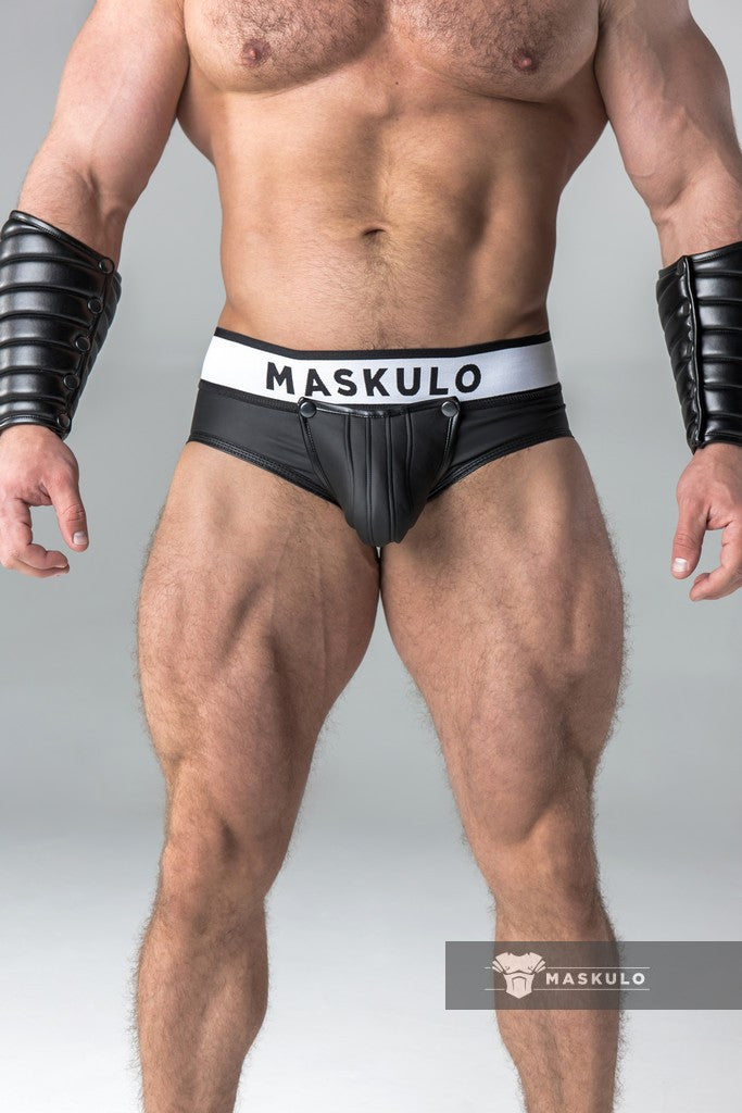Armored. Rubber look Briefs. Detachable Pouch. Black