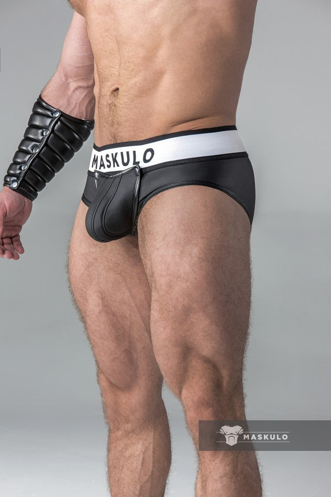 Armored. Rubber look Briefs. Detachable Pouch. Black