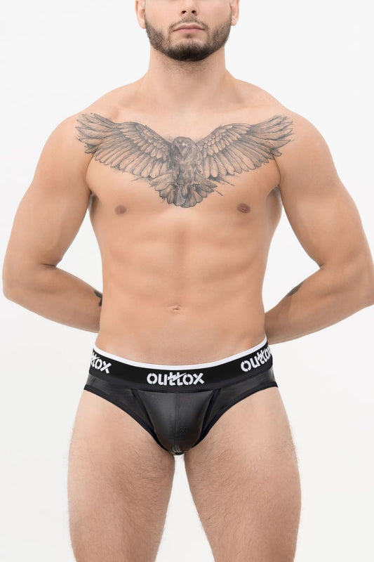 Outtox. Open Rear Briefs with Snap Codpiece. Black