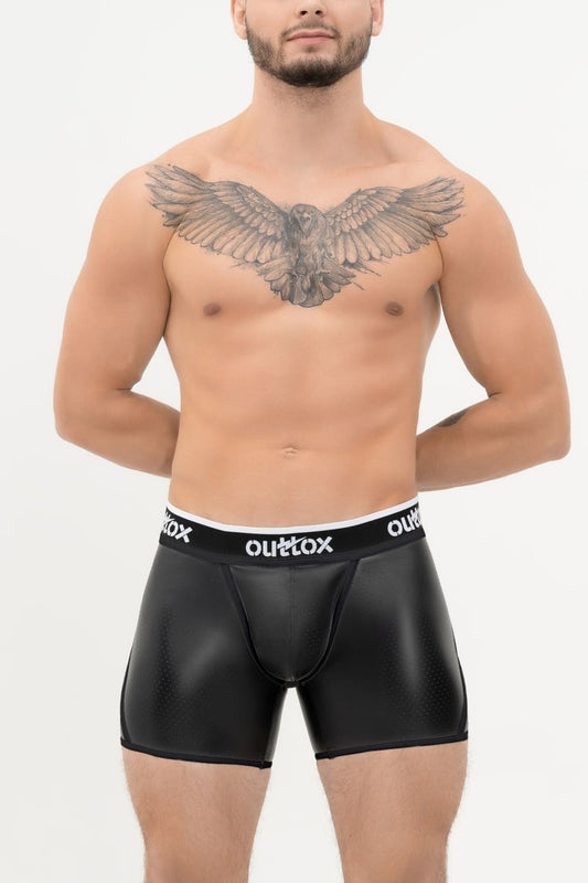 Outtox. Wrap-Rear Short Tights. Snap Codpiece. Black