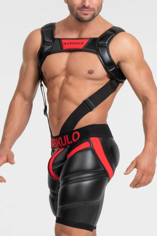 Body Harness with Push-up Effect. Black+Red