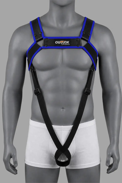 Outtox. Bodyharnas met drukknopen. Blauw