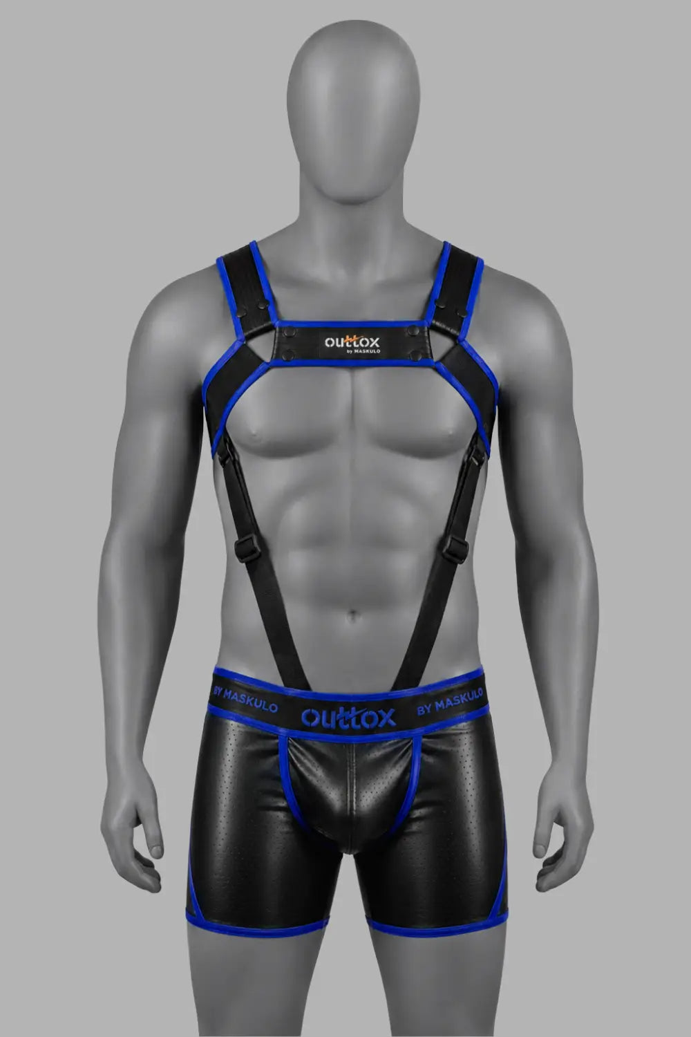 Outtox. Bodyharnas met drukknopen. Blauw