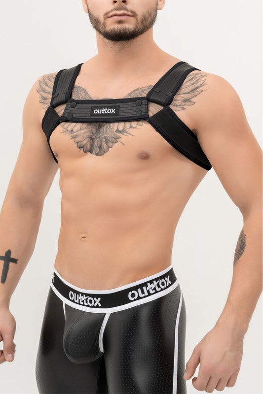 Outtox. Bulldog Harness with Snaps. Black