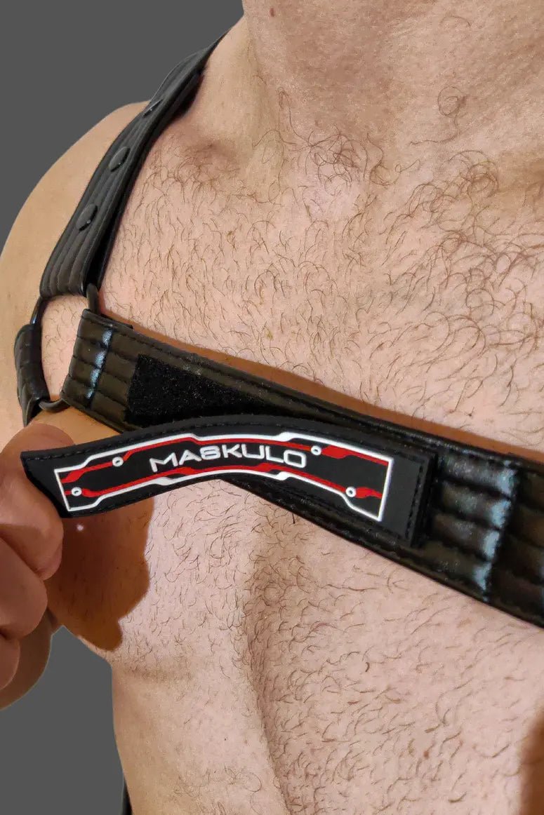 Vance Gridlock Body Harness by Maskulo. Black PU Leather adjustable harness for men. Stylish fetish accessory from Maskulo Global (EU) Store.