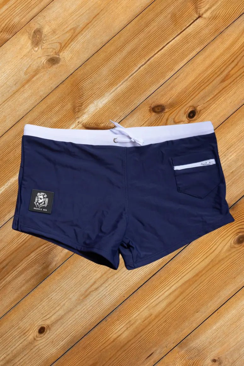 Evan Chase Summer Club Shorts with a Pocket in Blue and White by Maskulo. Style MSH258. Comfortable and stylish short design.