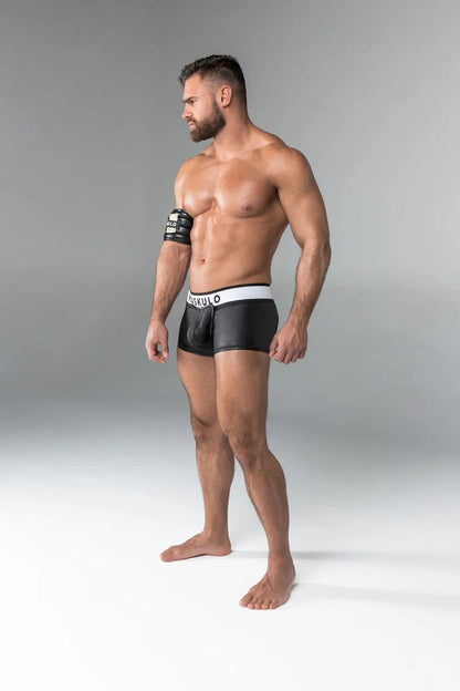 Rubber Look Trunk Shorts. Detachable pouch. Open Rear. Black - Maskulo - MTR108-Y1 - Maskulo EU Global Online Store