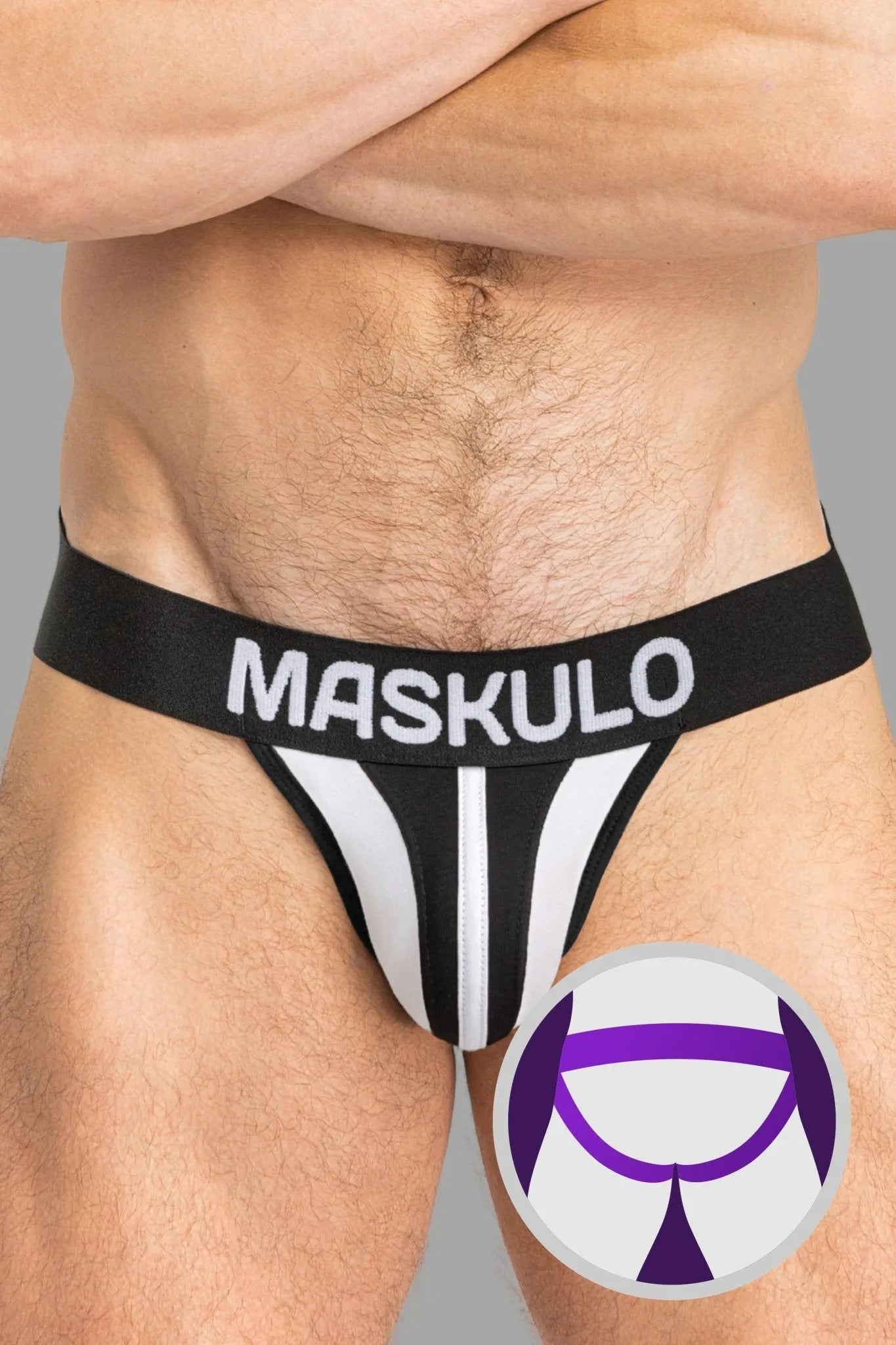 TIGER Jock with POUCH - SNAP. White and Black - Maskulo - MJS150-Y1 - Maskulo EU Global Online Store