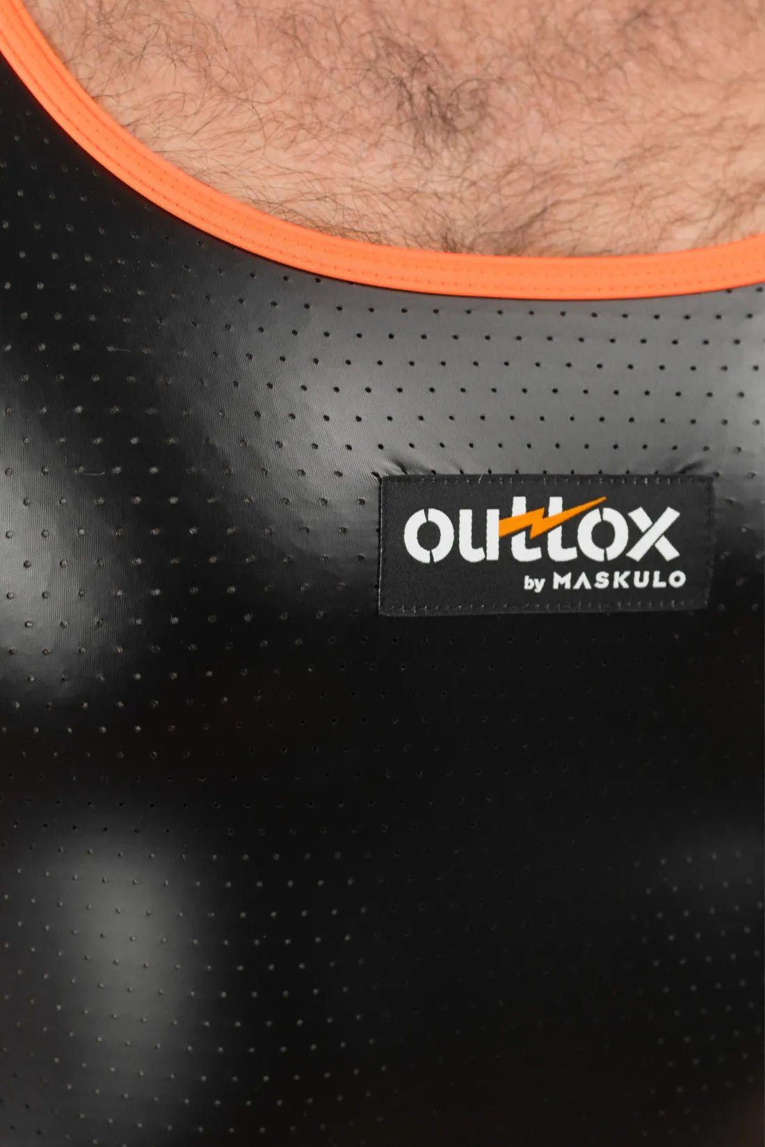 Outtox Maskulo Tank Top in black and orange. Stylish men&