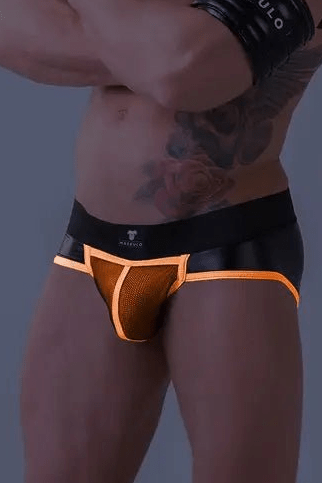 Youngero. Briefs. Mesh Codpiece. Open Rear. Orange Neon - Maskulo - MBR147-Y1 - Maskulo EU Global Online Store