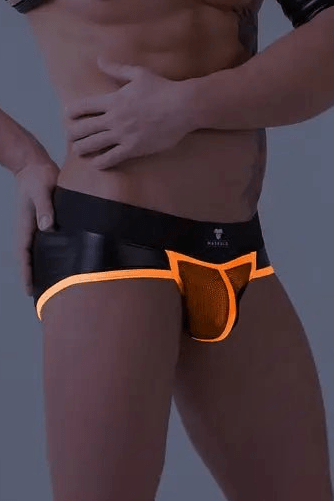 Youngero. Briefs. Mesh Codpiece. Zippered Rear. Orange Neon - Maskulo - MBR161-Y1 - Maskulo EU Global Online Store