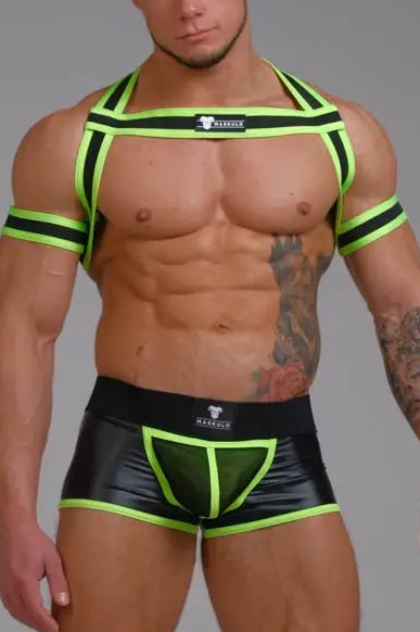 Youngero. Elastic Harness with Biceps Bands. Green Neon