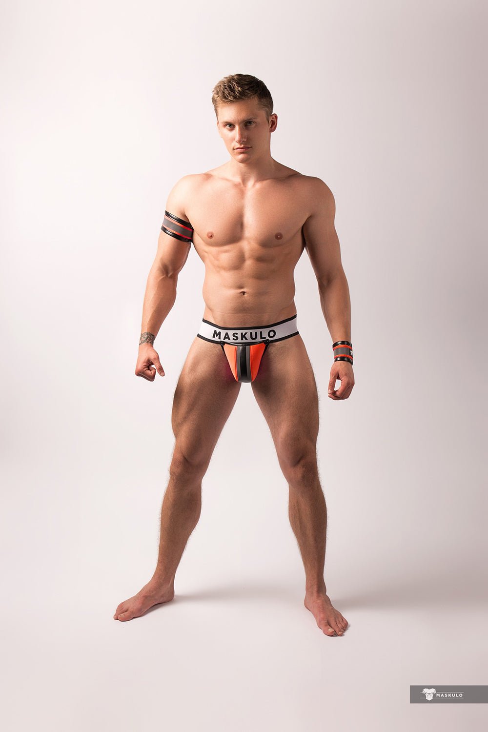 Youngero. Jockstrap with detachable codpiece. Orange Neon - Maskulo - MJS179-Y1 - Maskulo EU Global Online Store