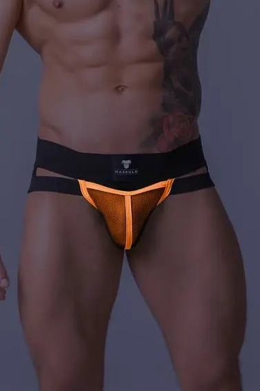 Youngero Jockstrap. Mesh Codpiece. Orange