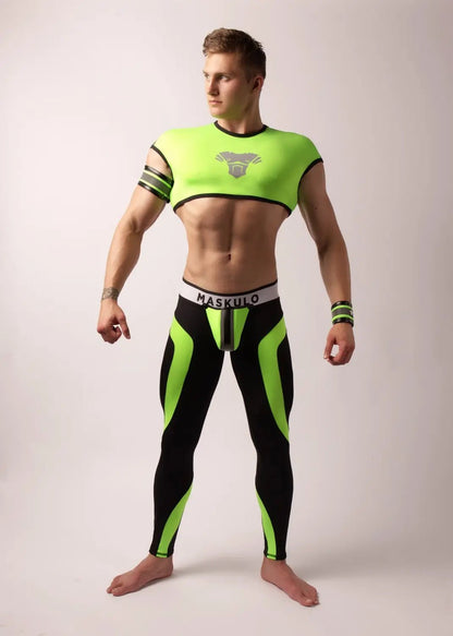 Youngero. Leggings, zippered rear. Codpiece. Green Neon - Maskulo - MLG159-Y1 - Maskulo EU Global Online Store