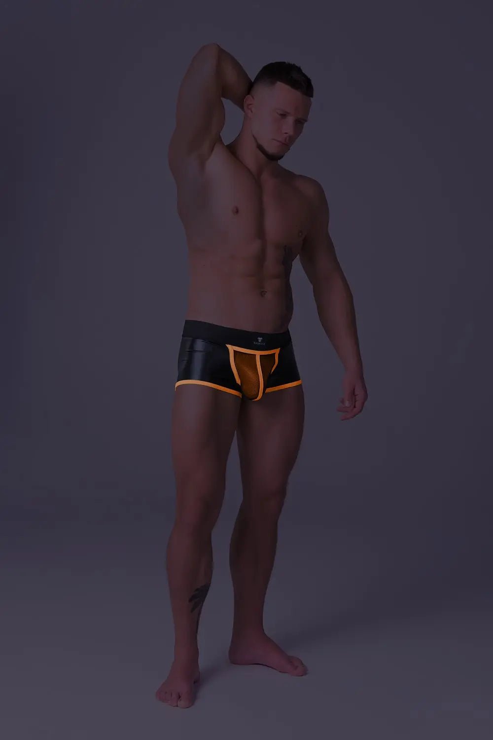 Youngero. Trunks. Mesh Codpiece. Open Rear. Orange Neon - Maskulo - MTR116-Y1 - Maskulo EU Global Online Store