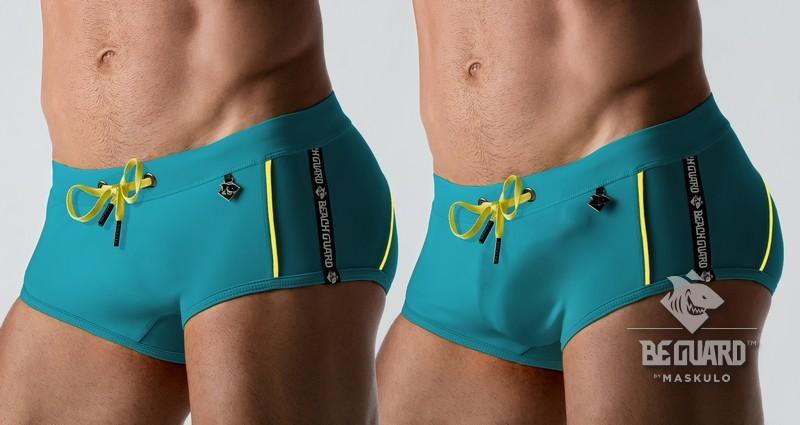 Swimming Trunk Shorts with Contrasting Details. Blue