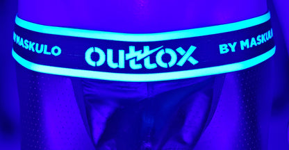 Outtox. Hintere Leggings mit Reißverschluss und Codpiece mit Druckknopfverschluss