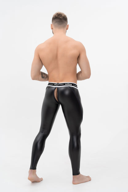 Outtox. Zippered Rear Leggings with Snap Codpiece. Black